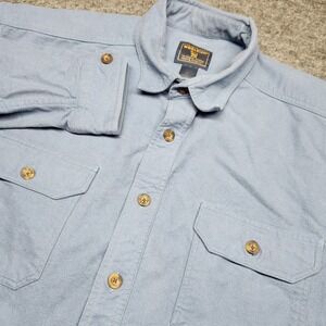 Woolrich Chamois Shirt Slate Blue Flannel Mens 2XL Pockets Button Down